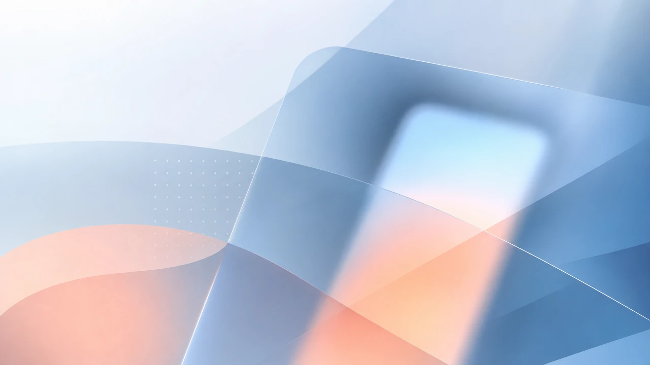 Abstract layered light planes suggesting a gate over a phone screen without lock icons or text