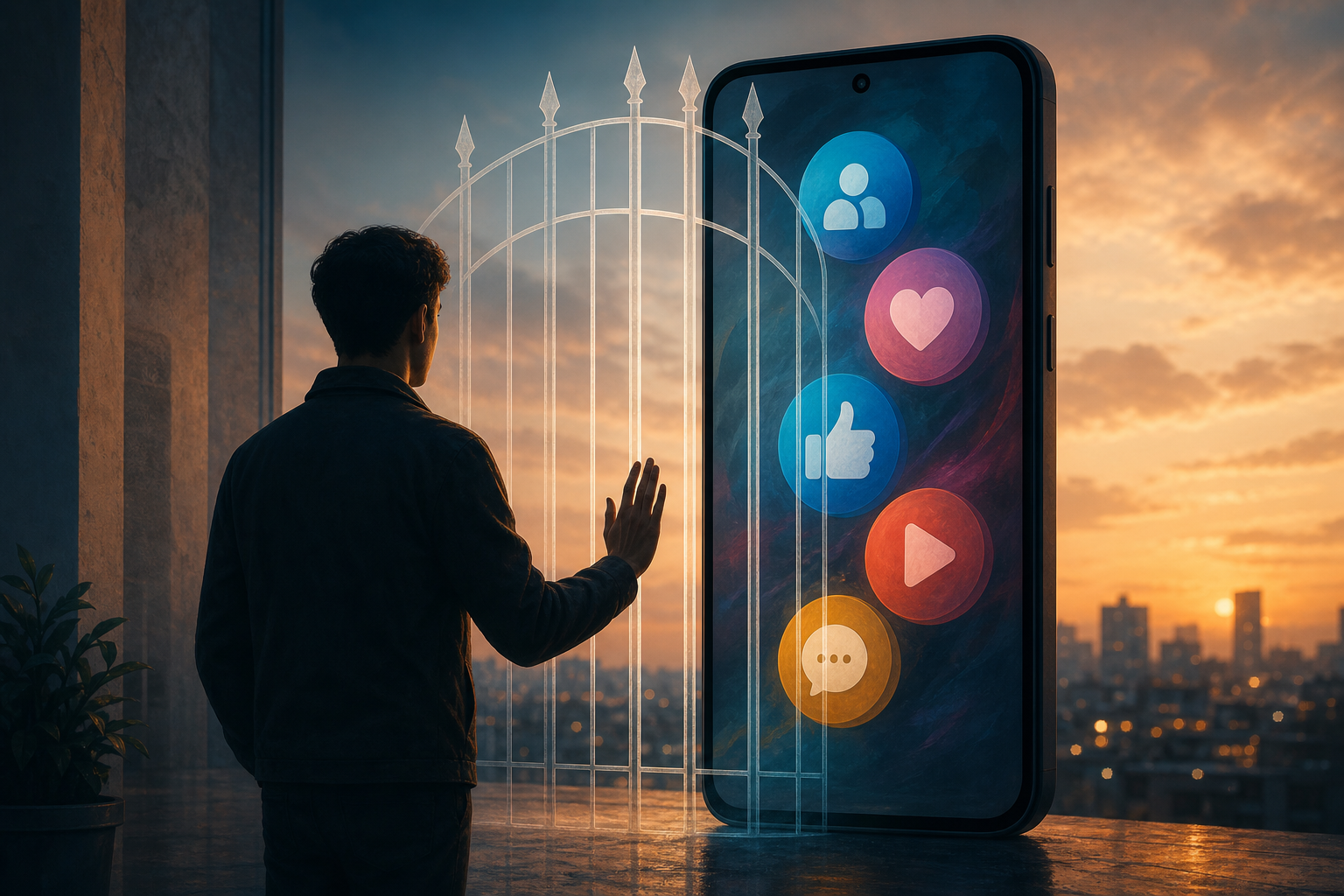 Akşam ışığında telefon kapısının önünde şınav yapan siluet, metin yok